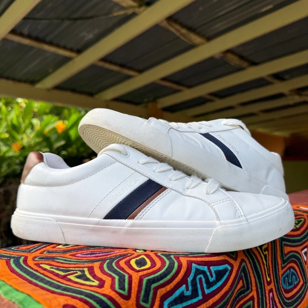 Nautica Garrison 2 Men's Size 10 Sneakers White Navy NMSB920